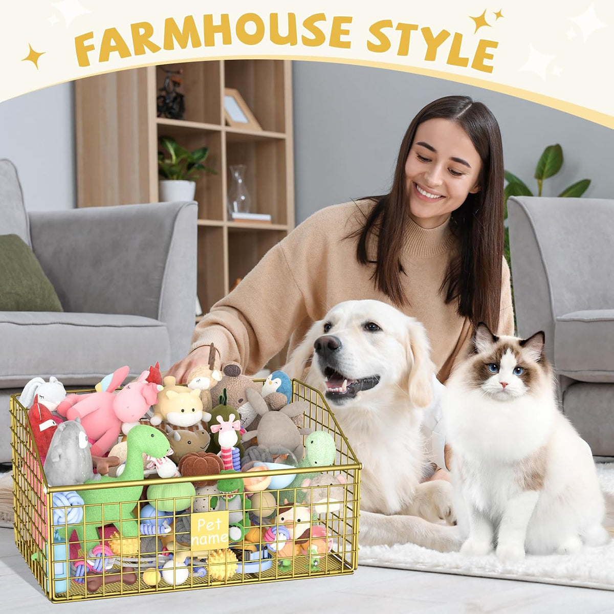 Kaiferty Cesta de Juguetes para Perros Caja de Juguetes, Canasta de...