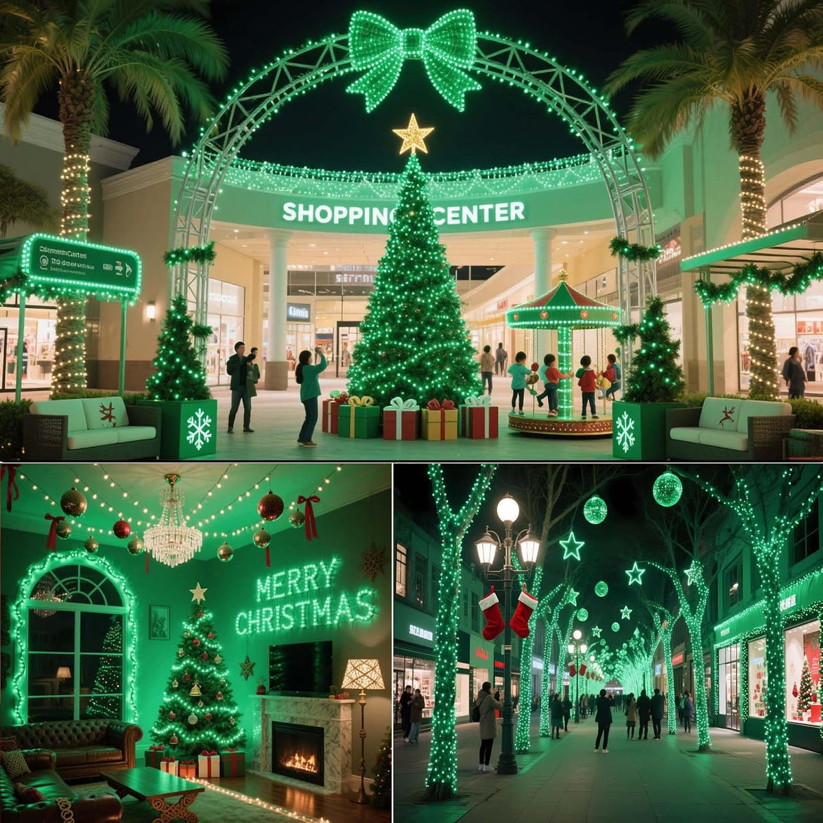 Tcamp 500 luces LED verdes de Navidad de 164 pies, 8 modos, tempori...