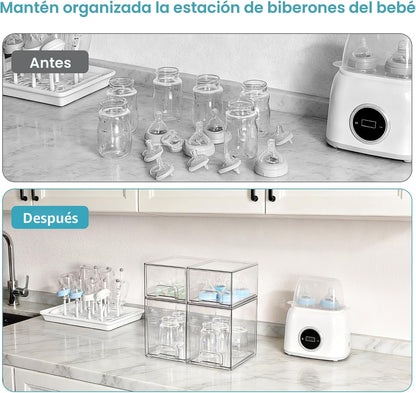 Vtopmart Juego de 4 cajones de almacenamiento apilables transparent...