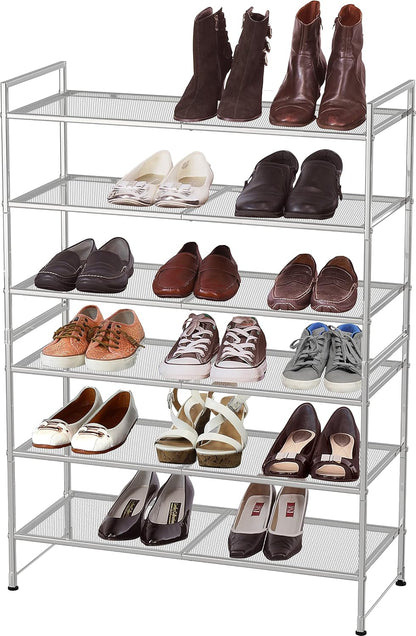 Simple Houseware Zapatero apilable de malla de 3 niveles, color pla...