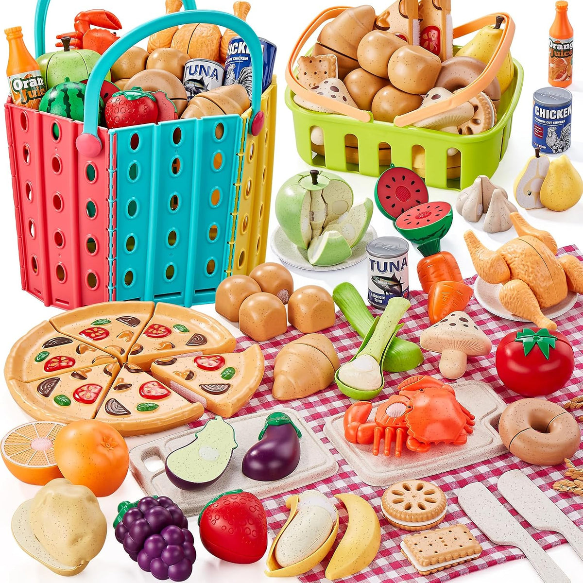 LAUGIGLE Juego de comida de paja de trigo con cesta, manta de picni...