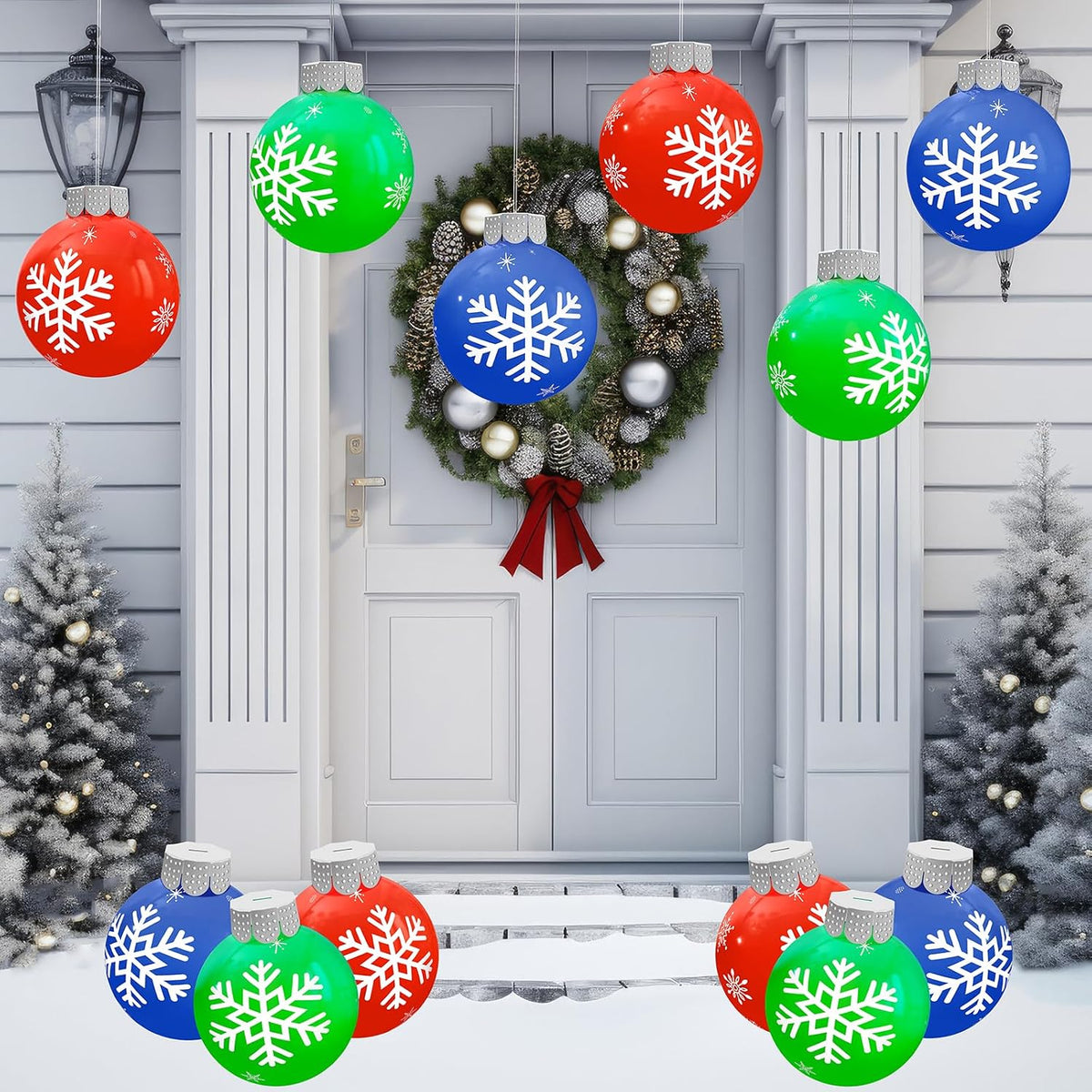 12 piezas de decoraciones navideñas para exteriores, bolas inflable...