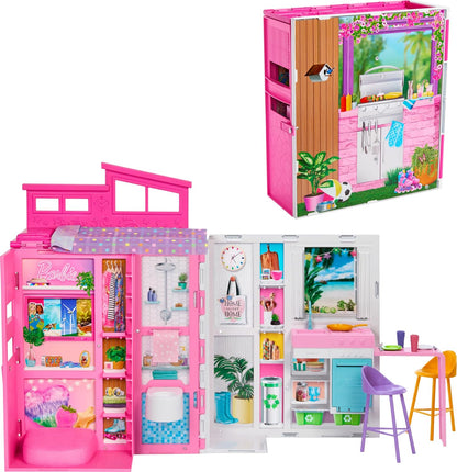 Barbie Juego de casa de muñecas, casa de escapada con accesorios |...