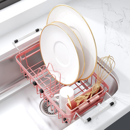 JASIWAY Mini escurridor de platos rosa para apartamentos compactos,...