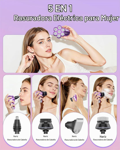 Maquinillas de afeitar eléctricas 5 en 1 para mujer, afeitadora de...