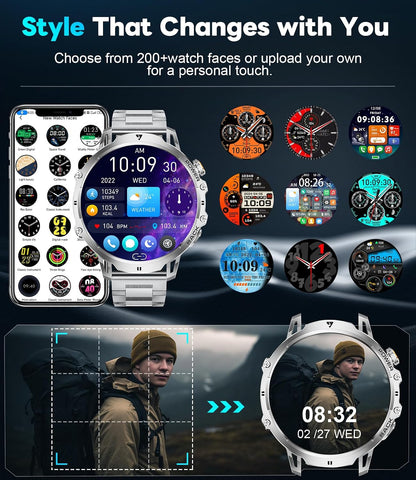 LIGE Relojes inteligentes militares para hombres (2 bandas), pantal...