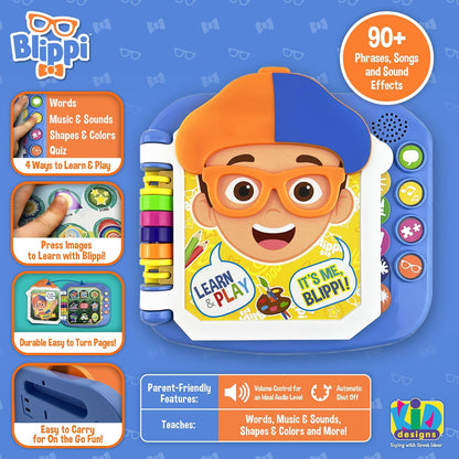 eKids Libro Blippi, juguetes para niños pequeños con juegos de apre...