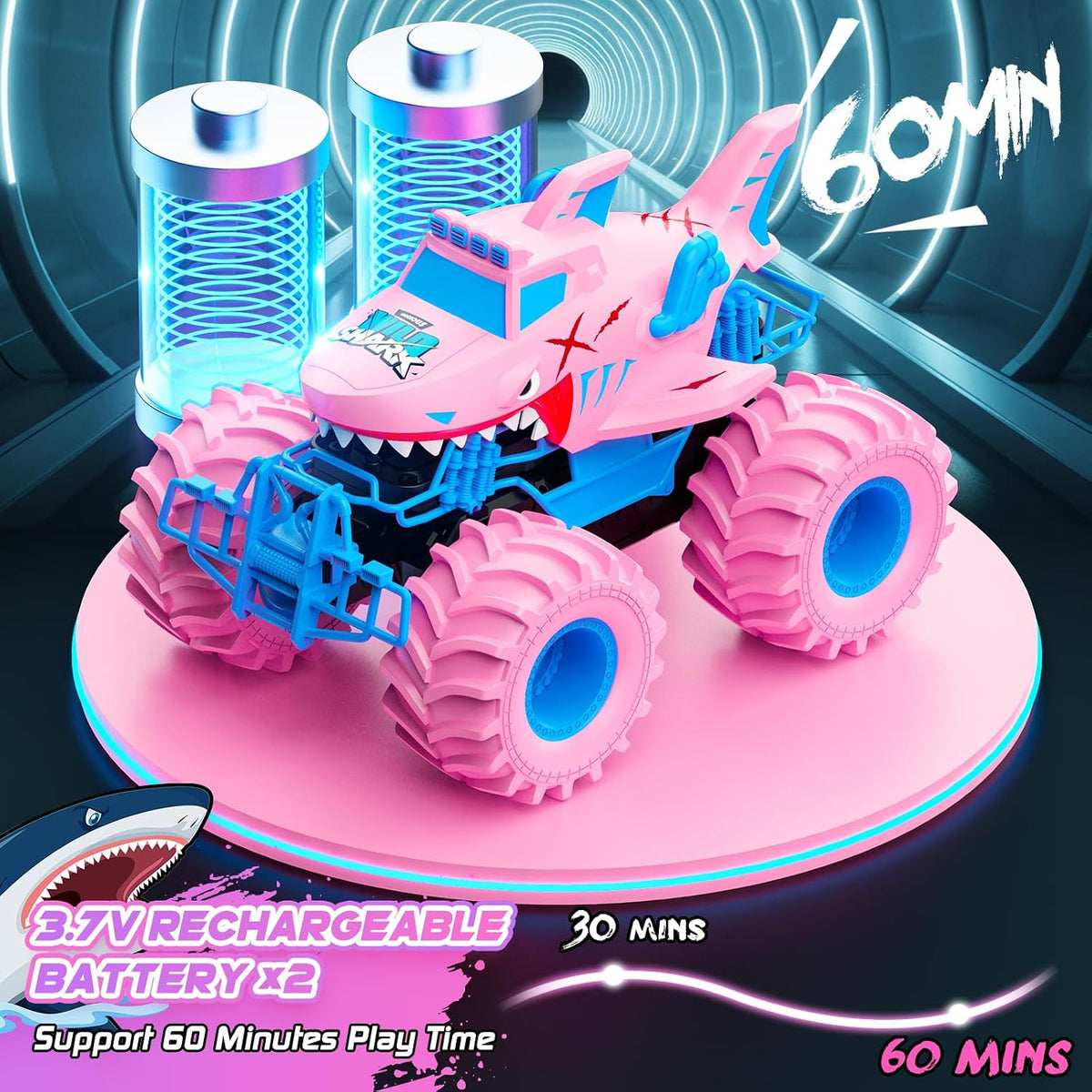 Salazaza - Auto de control remoto de tiburón impermeable, autos RC...