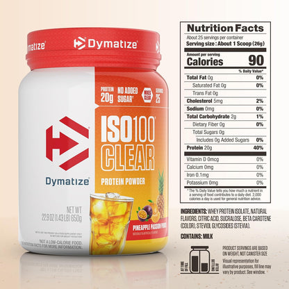 Dymatize Polvo de proteína transparente ISO100, 100% aislado de sue...