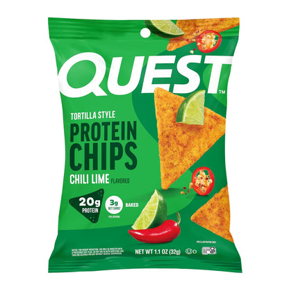 Chips de proteínas estilo tortilla, lima de chile, horneado, 1.1 oz...
