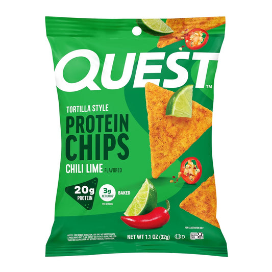Chips de proteínas estilo tortilla, lima de chile, horneado, 1.1 oz...