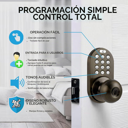 MiLocks TKK-02AQ - Pomo de puerta digital con teclado, cerradura de...