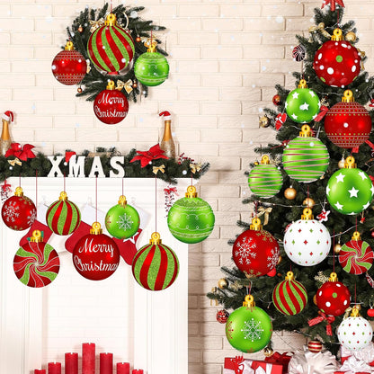 Huwena 24 piezas de decoraciones navideñas para exteriores, adornos...