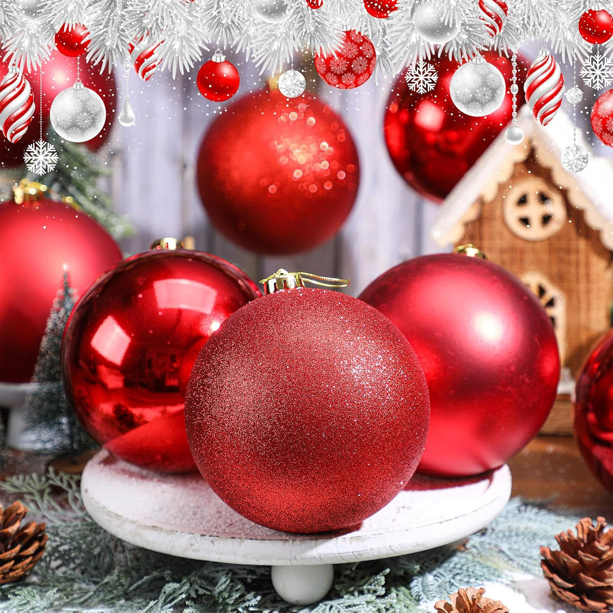 Deekin - Paquete de 8 bolas de adornos de Navidad extra grandes par...