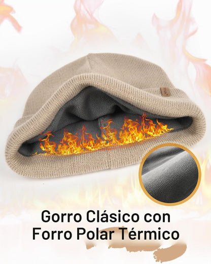 FURTALK Gorro de invierno con forro polar para hombre, doble capa,...