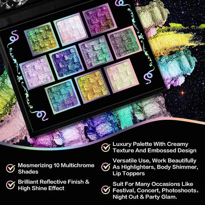 UCANBE Paleta de sombra de ojos multicromática camaleón, 10 colores...