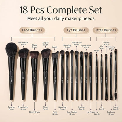 BS-MALL Juego de 18 brochas de maquillaje sintéticas de alta calida...