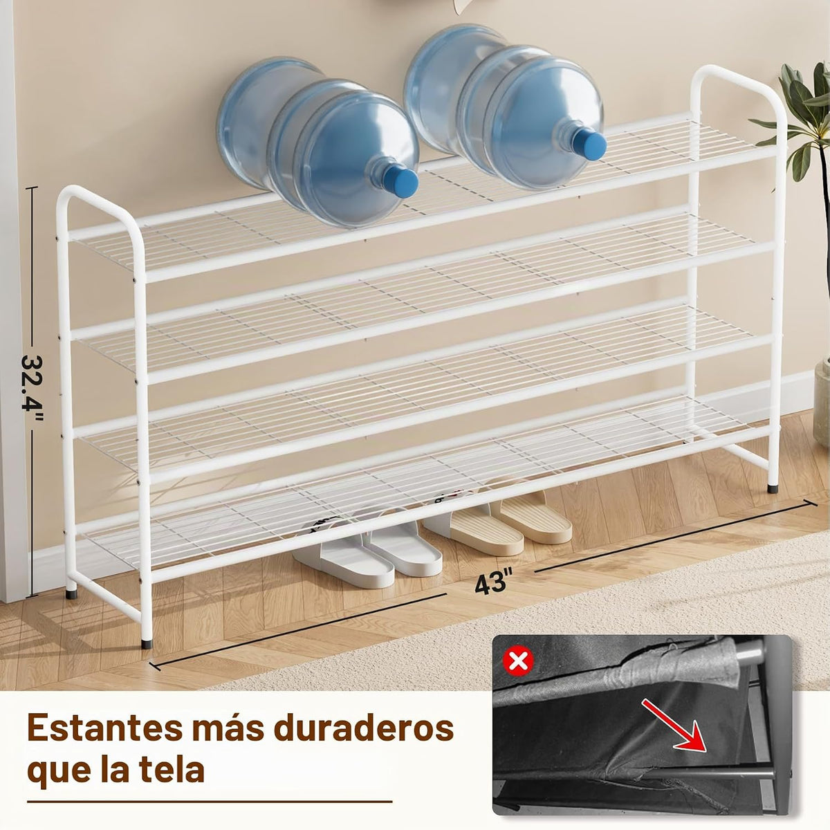 KEETDY Zapatero largo de 4 niveles para el suelo del armario, ampli...