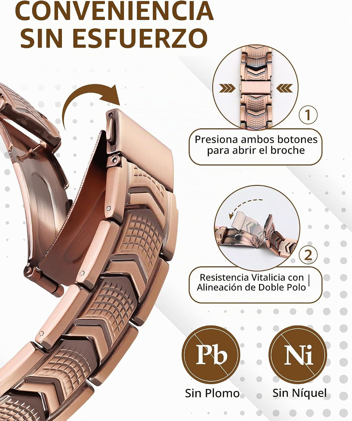 Pulsera de cobre para hombre Feraco, 3 veces más fuerte, pulseras m...