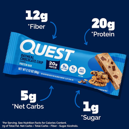 Quest Nutrition Barras de proteína de avena con chispas de chocolat...