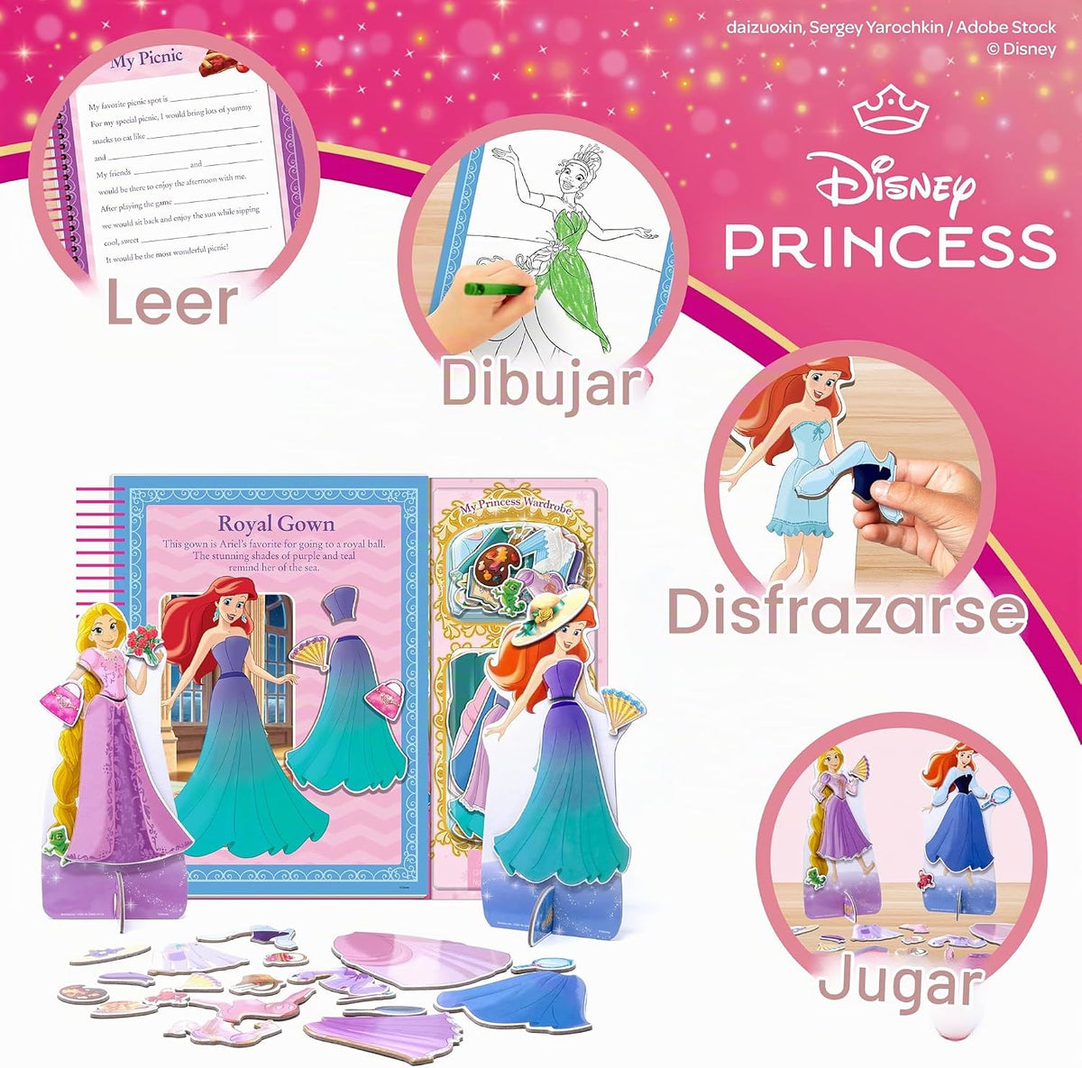Disney Princess Rapunzel y Ariel Libro de Actividades, Muñecas Magn...