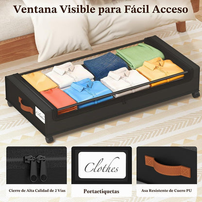 Yecaye Almacenamiento debajo de la cama de 70 L con ruedas, paquete...