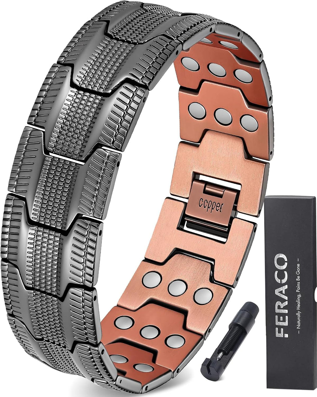 Pulsera de cobre para hombre Feraco, 3 veces más fuerte, pulseras m...