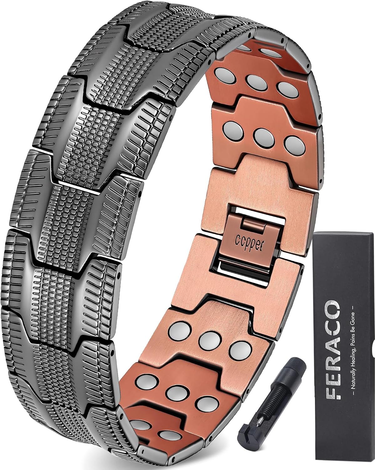 Pulsera de cobre para hombre Feraco, 3 veces más fuerte, pulseras m...