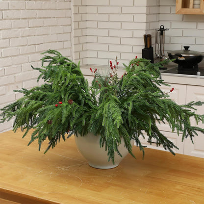 Jutom - 12 tallos artificiales de pino Norfolk de Navidad, 30 in |...