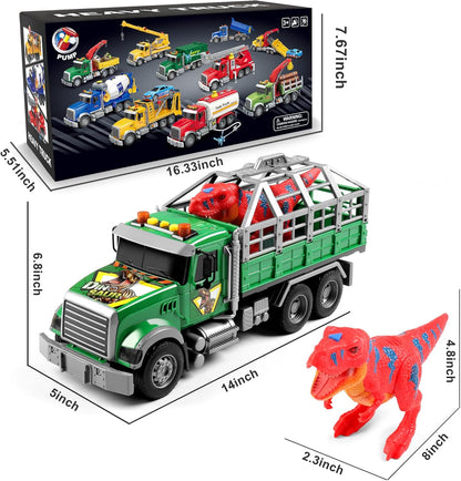 Dwi Dowellin Transportador de camiones de juguete con dinosaurio pa...