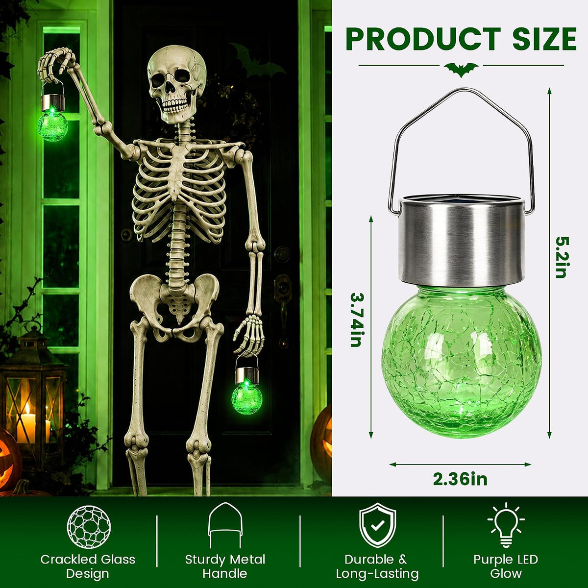 GIGALUMI Luces solares de Halloween Linternas solares colgantes al...