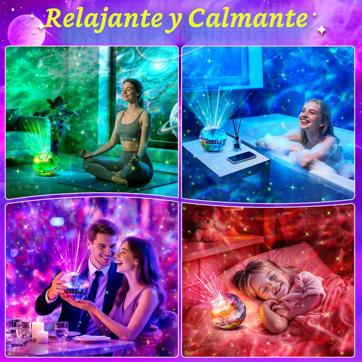 Proyector de luz nocturna Galaxy, proyector de estrellas de 15 colo...