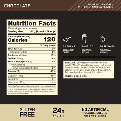Optimum Nutrition Gold Standard - Proteína de suero en polvo, choco...