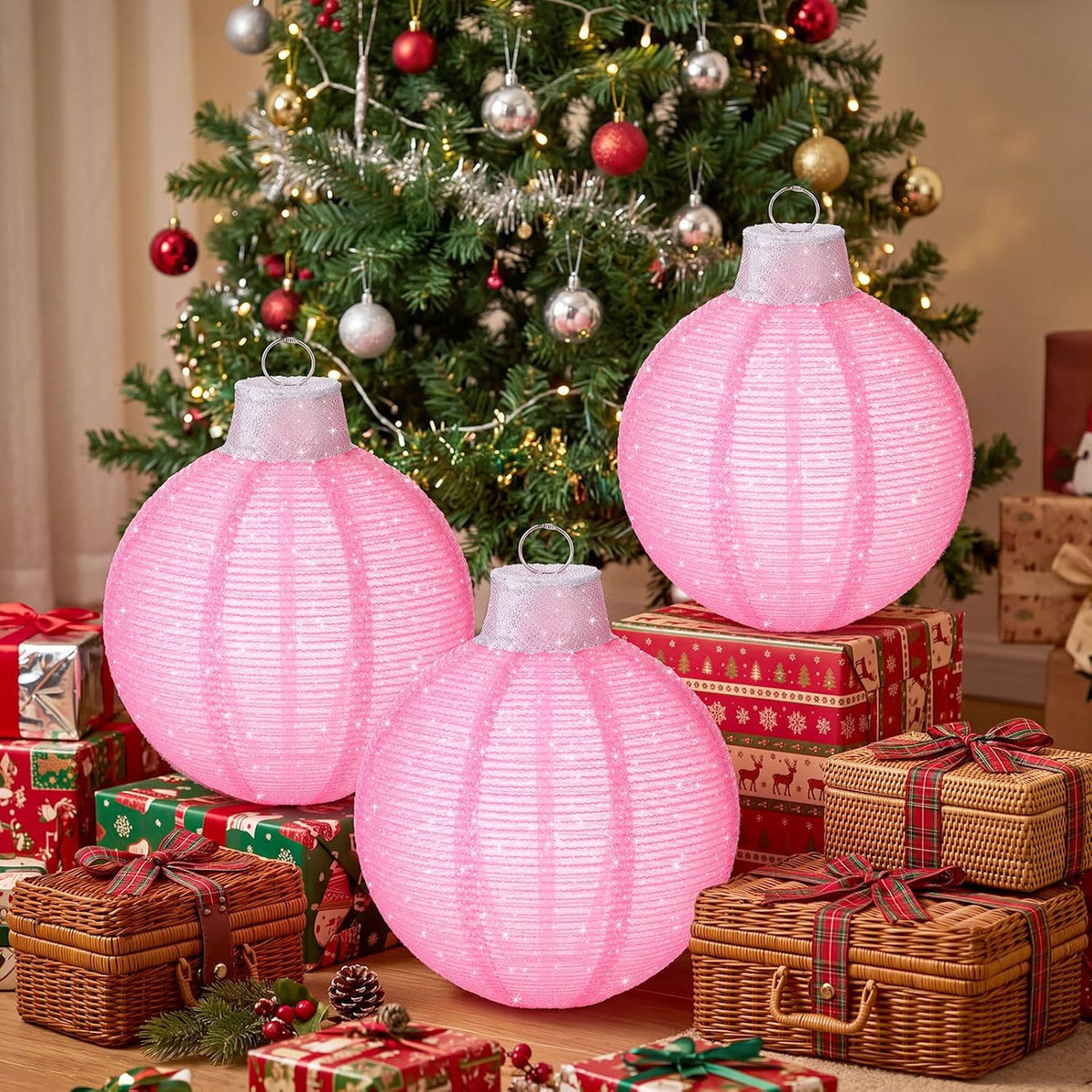 3 bolas de Navidad grandes de 12 pulgadas para exteriores, con purp...