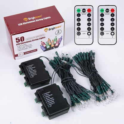 Paquete de 2 luces de Navidad que funcionan con pilas, 50 luces LED...