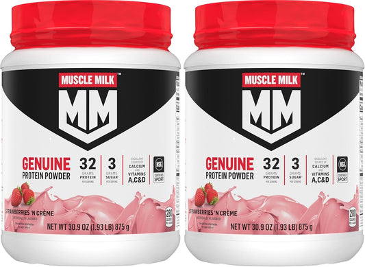 Muscle Milk Proteína en polvo genuina, fresas y crema, 1.93 libras,...