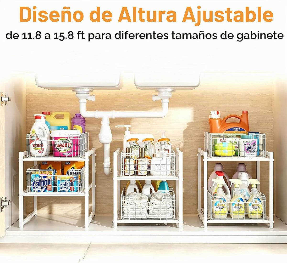 SILUB Organizador para debajo del fregadero, organizador de armario...