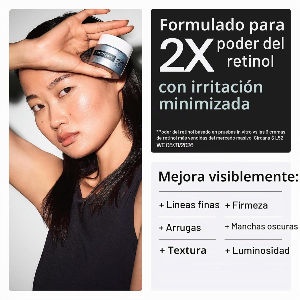Neutrogena - Hidratante facial Rapid Wrinkle Repair Retinol, sin fr...