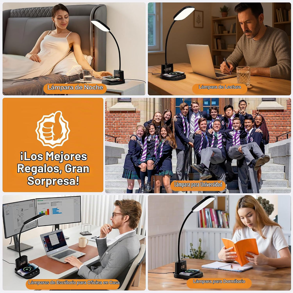 Lámpara de Escritorio Sailstar, Lámparas de Mesita de Noche con Car...
