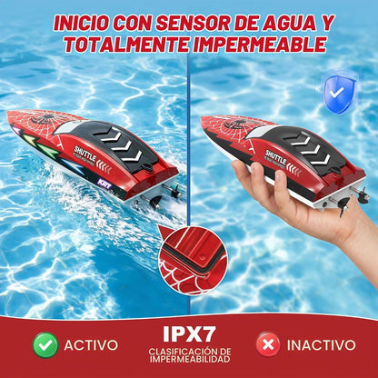 Barco RC para niños Barco de control remoto 2.4Ghz con 7 luces LED...