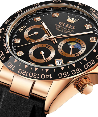 OLEVS Relojes de pulsera analógicos de cuarzo para hombre, cronógra...