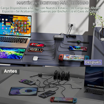 Estación de carga USB C GaN de 500 W, bloque de carga rápida de 8 p...