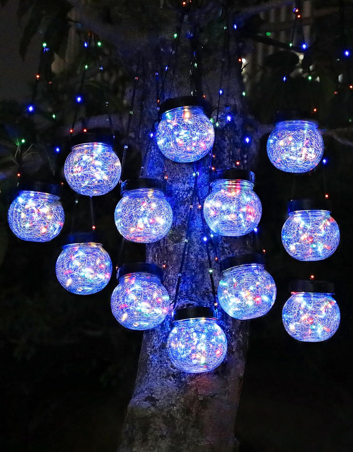 PARTPHONER Paquete de 12 luces solares para exteriores impermeables...