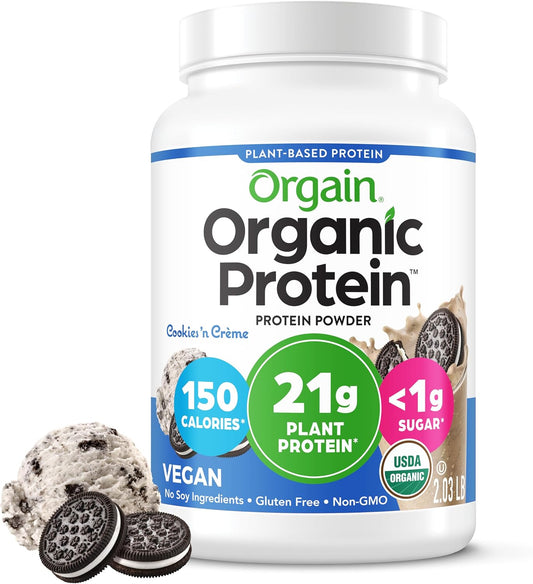 Orgain Proteína en polvo vegana orgánica de 0.74 oz, galletas y cre...