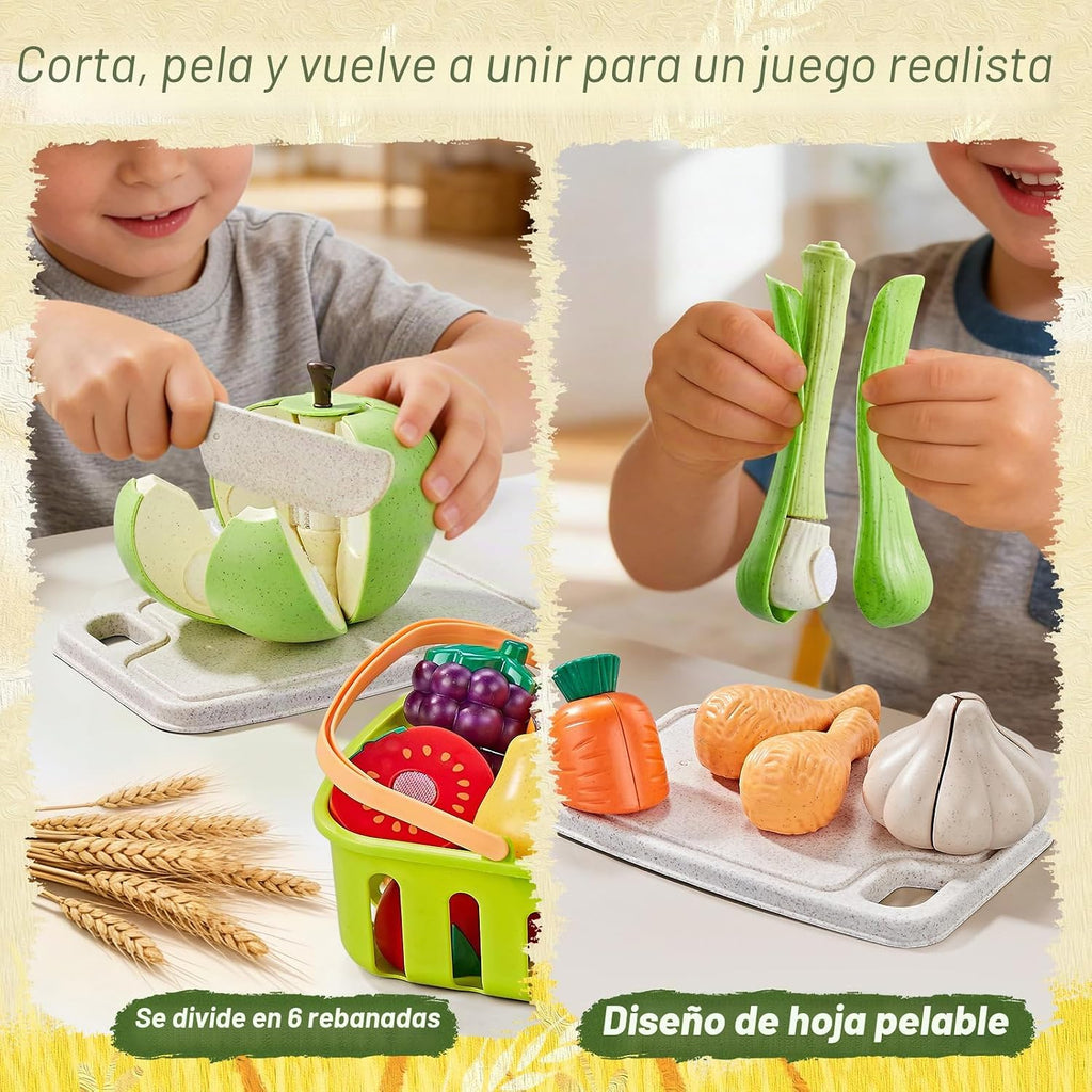 LAUGIGLE Juego de comida de paja de trigo con cesta, manta de picni...