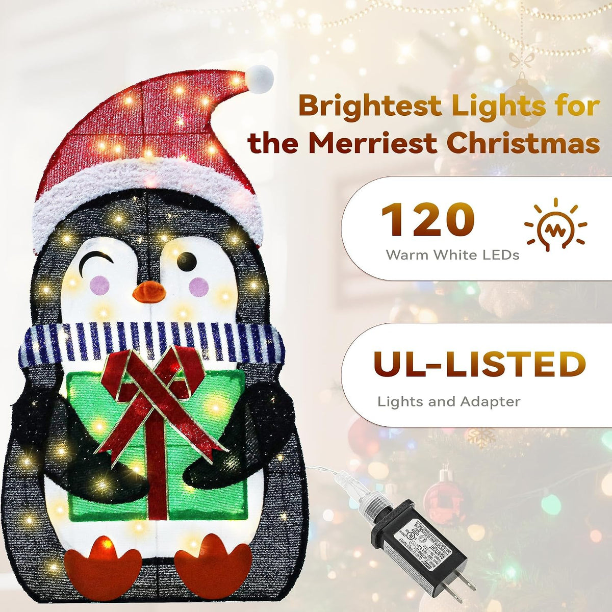 Ultym Pingüinos iluminados de 35 pulgadas para decoración de patio...