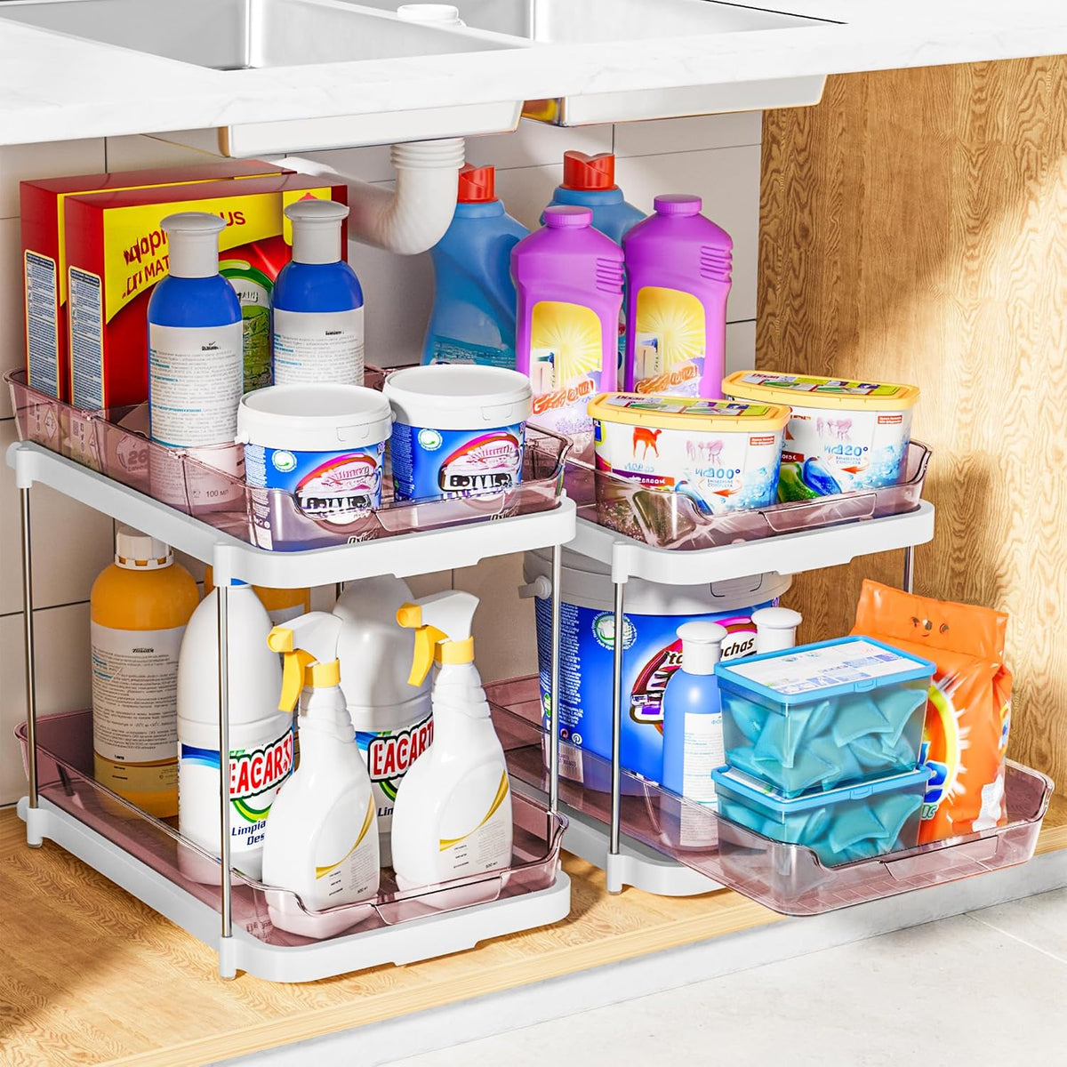Delamu Organizadores y almacenamiento multiusos de 2 niveles para d...