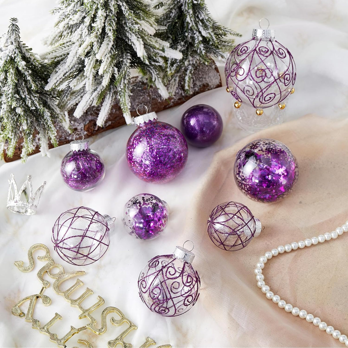 Wironlst Adornos de Bolas de Navidad Irrompibles Transparentes de P...