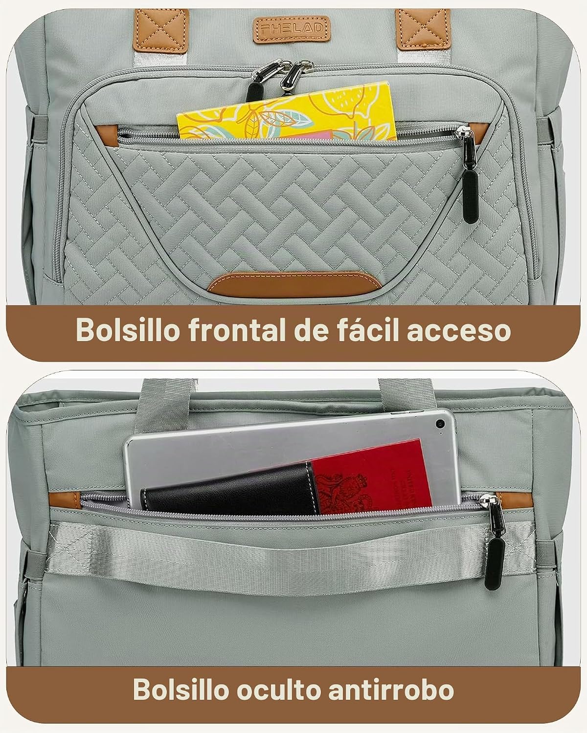 FHELAD - Bolsa de pañales grande con correa de equipaje, 14 bolsill...
