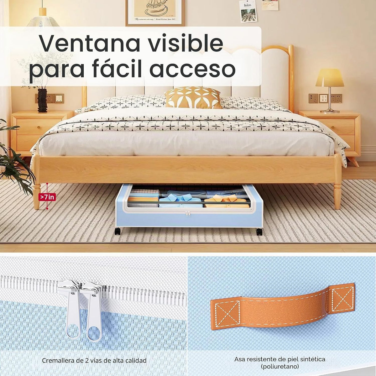 Yecaye Almacenamiento debajo de la cama con ruedas, paquete de 2 co...